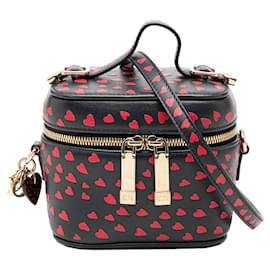 Beauty case Lady Dior Vanity Case in Micro Lambskin blu con stampa a cuore