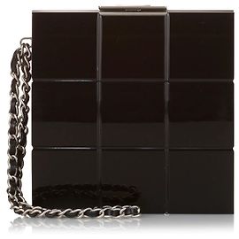 Black Chanel Choco Bar Lucite Perspex Clutch