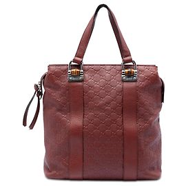 Sac Tote Red Gucci Guccissima Tender Bamboo Bar