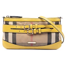 Borsa a tracolla Langford in tela House Check beige Burberry