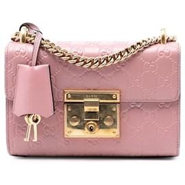 Piccola borsa a tracolla Gucci Small Guccissima Padlock rosa
