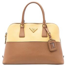 Borsa Prada Medium Bicolor Saffiano Lux Promenade marrone