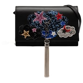 Borsa crossbody con catena Kate, pelle di vitello nera, applicazione stella Cloud e monogramma classico Saint Laurent