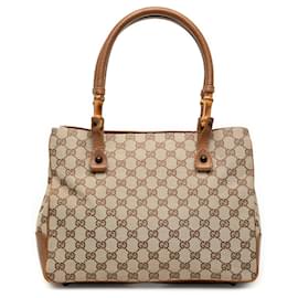 Borsa Tote Gucci GG Canvas Bamboo Beige