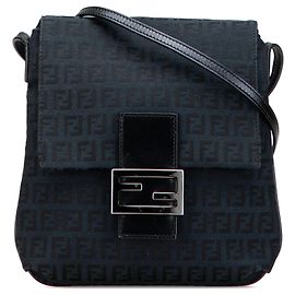 Borsa a tracolla in tela Fendi Zucchino blu