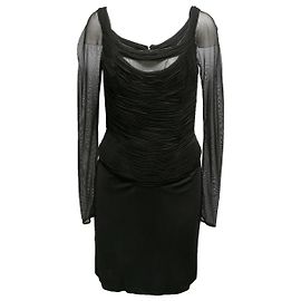 Autre Marque Langarmkleid mit Raffung Black Vicky Tiel Größe US S
