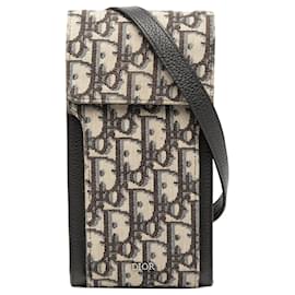 Dior Oblique Canvas Handyhalter Crossbody Blau
