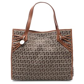 Tote Fendi Zucchino in tela marrone