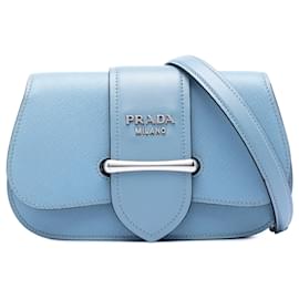Mini borsa a tracolla Sidonie Saffiano blu Prada