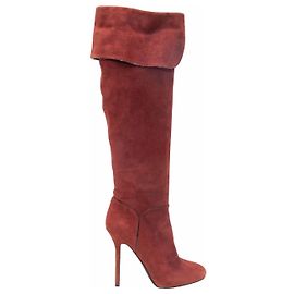 Botas de tacón de gamuza Sergio Rossi Chestnut Talla 37