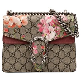 Borsa a tracolla Gucci Small GG Supreme Blooms Dionysus beige