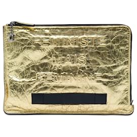 Chanel Gold Metallic Crinkled Calfskin Feministe Mais Feminine Clutch Bag