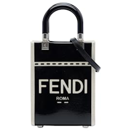 Borsa shopper Mini Fendi Sunshine in tela e vernice nera