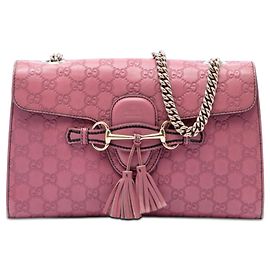 Borsa a tracolla Gucci Emily Medium Guccissima Rosa