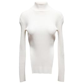Weißer Khaite Rippstrick-Rollkragenpullover Größe US S