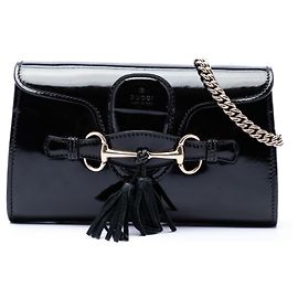 Mini borsa a tracolla Emily in vernice nera Gucci