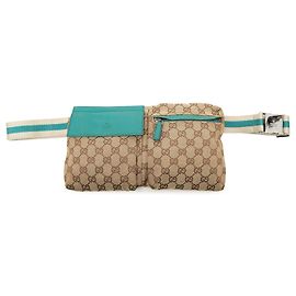 Gucci GG Canvas Web Gürteltasche in Beige