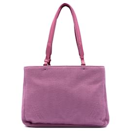 Tote in lana lavorata a maglia rosa Prada