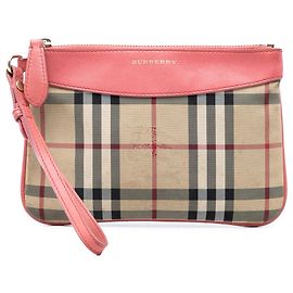 Clutch Burberry Haymarket Check Peyton in nylon beige