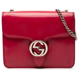 Piccola borsa a tracolla Gucci rossa in vernice con doppia G intrecciata