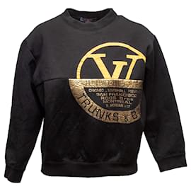 Crewneck-Sweatshirt mit Louis Vuitton Logo Schwarz & Gold Größe US M