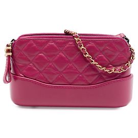 Chanel Gabrielle gesteppte Clutch aus rosa gealtertem Kalbsleder mit Doppelreißverschluss und Crossbody-Tasche mit Kette