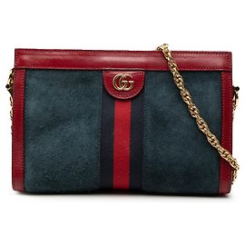 Borsa a tracolla Gucci Small Suede Web Ophidia Chain Blu