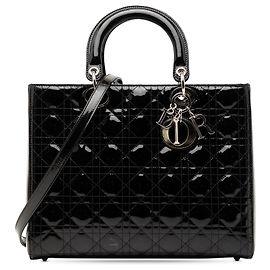 Bolso Lady Dior Large de charol negro Cannage