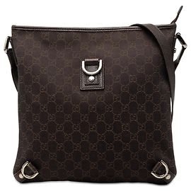 Borsa a tracolla Gucci GG Denim Abbey D Ring marrone