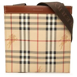 Burberry Haymarket Check Crossbody-Tasche aus beschichtetem Canvas in Beige