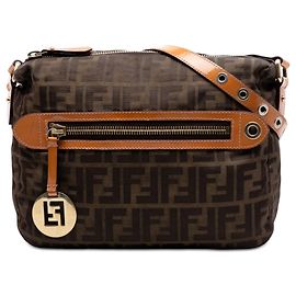 Borsa a tracolla Fendi in tela Zucca marrone