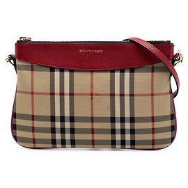 Burberry Haymarket Check Canvas Peyton Crossbody Tasche Beige