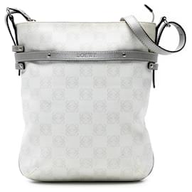 Borsa a tracolla LOEWE Anagram in tela rivestita bianca