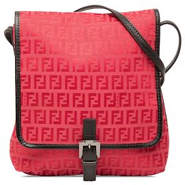 Bolsa transversal Fendi Zucchino em lona vermelha