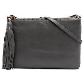 Borsa a tracolla Teen Monogram in pelle grigia Saint Laurent