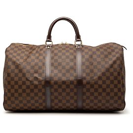 Borsa da viaggio Louis Vuitton Keepall 50 Damier Ebene Marrone