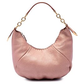 Borsa a tracolla Selleria Fendi in pelle martellata metallizzata rosa