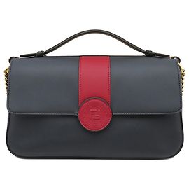 Borsa satchel Fendi Bicolor in pelle blu con doppio F
