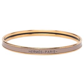 Hermès Extra Narrow Enamel Uni Armreif 62 Braun