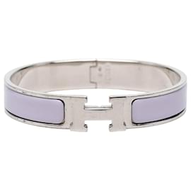 Purple Hermès Narrow Enamel Clic H Bracelet PM