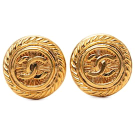 Orecchini a clip rotondi Chanel CC placcati oro