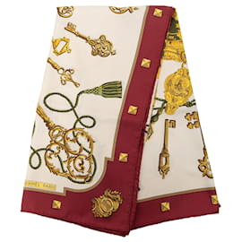 Weißes Hermès Les Cles Seidentuch 90 Scarves