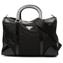 Borsa Satchel a manico in Tessuto nero Prada