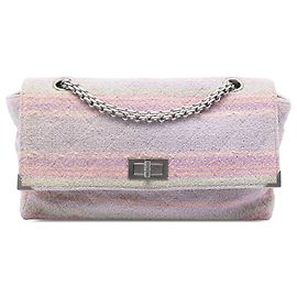 Pink Chanel Quilted Tweed Reissue 2.55 Single Flap 225 Crossbody Bag