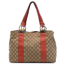 Tote Libeccio in tela GG Canvas e bambù beige Gucci Medium