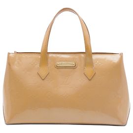 Borsa Louis Vuitton Monogram Vernis Wilshire PM Beige