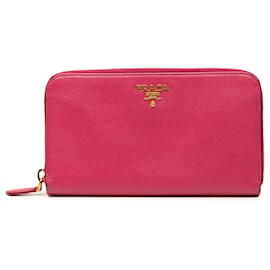 Cartera larga con cremallera en Saffiano rosa Prada