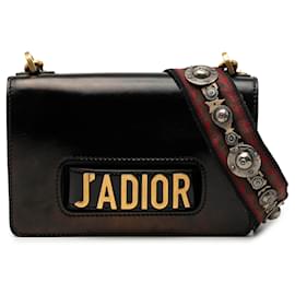 Black Dior Leather JAdior Chain Flap Shoulder Bag