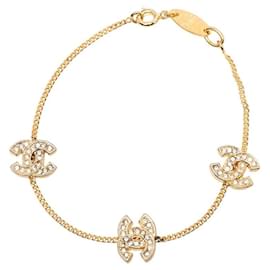 Chanel CC vergoldetes Armband mit Strass-Charms