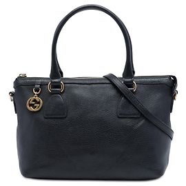 Bolso satchel Gucci Dollar en piel de becerro GG negro